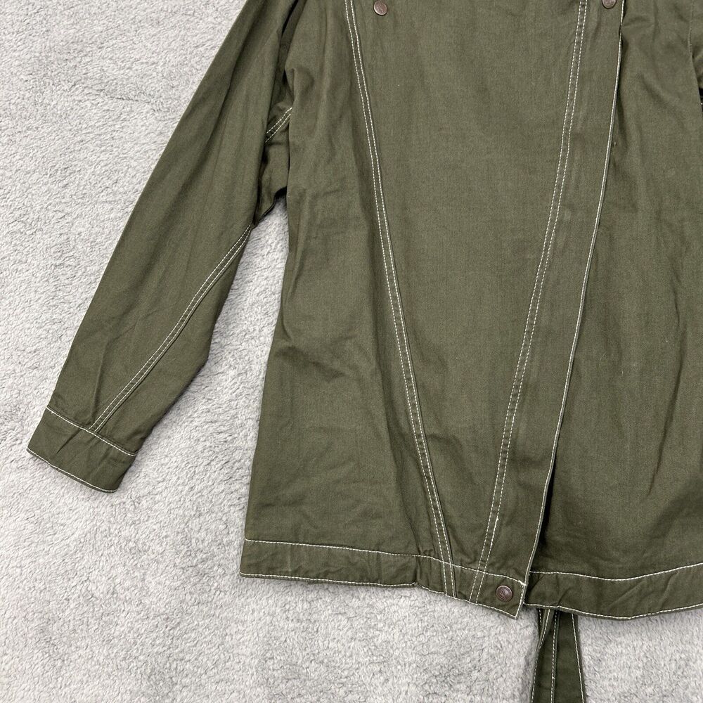 Suzanne Betro Denim Jacket Womens 2XL Olive Green Belted Coat Zip Up - Picture 4 of 16